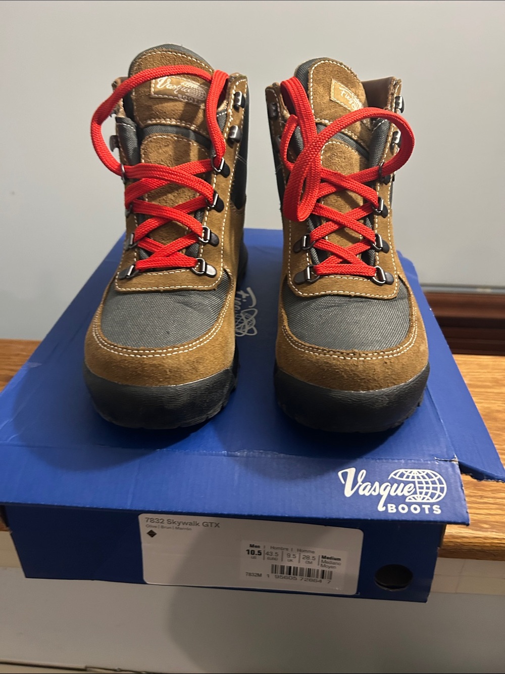Vasque Brown and Gray Hiking Boots with Red Laces